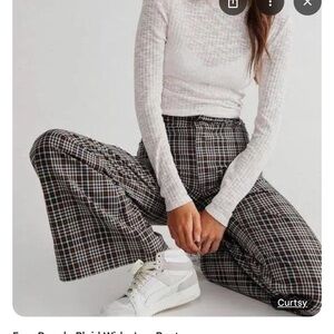 Free people wide leg pants plaid